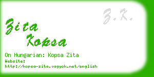 zita kopsa business card